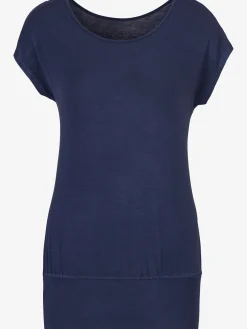 T-shirt long large ceinture à l'ourlet pour un port long ou court plissé