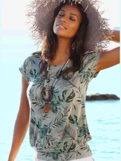 T-shirt long large ceinture à l'ourlet pour un port long ou court plissé