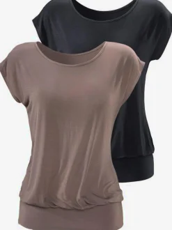 T-shirt long large ceinture à l'ourlet pour un port long ou court plissé