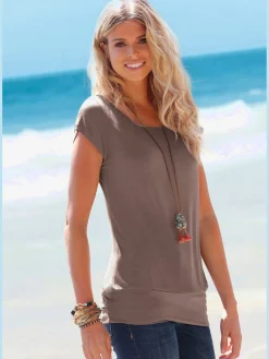 T-shirt long large ceinture à l'ourlet pour un port long ou court plissé