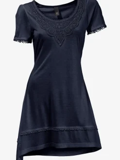 T-shirt long superbes détails en dentelle à l'encolure