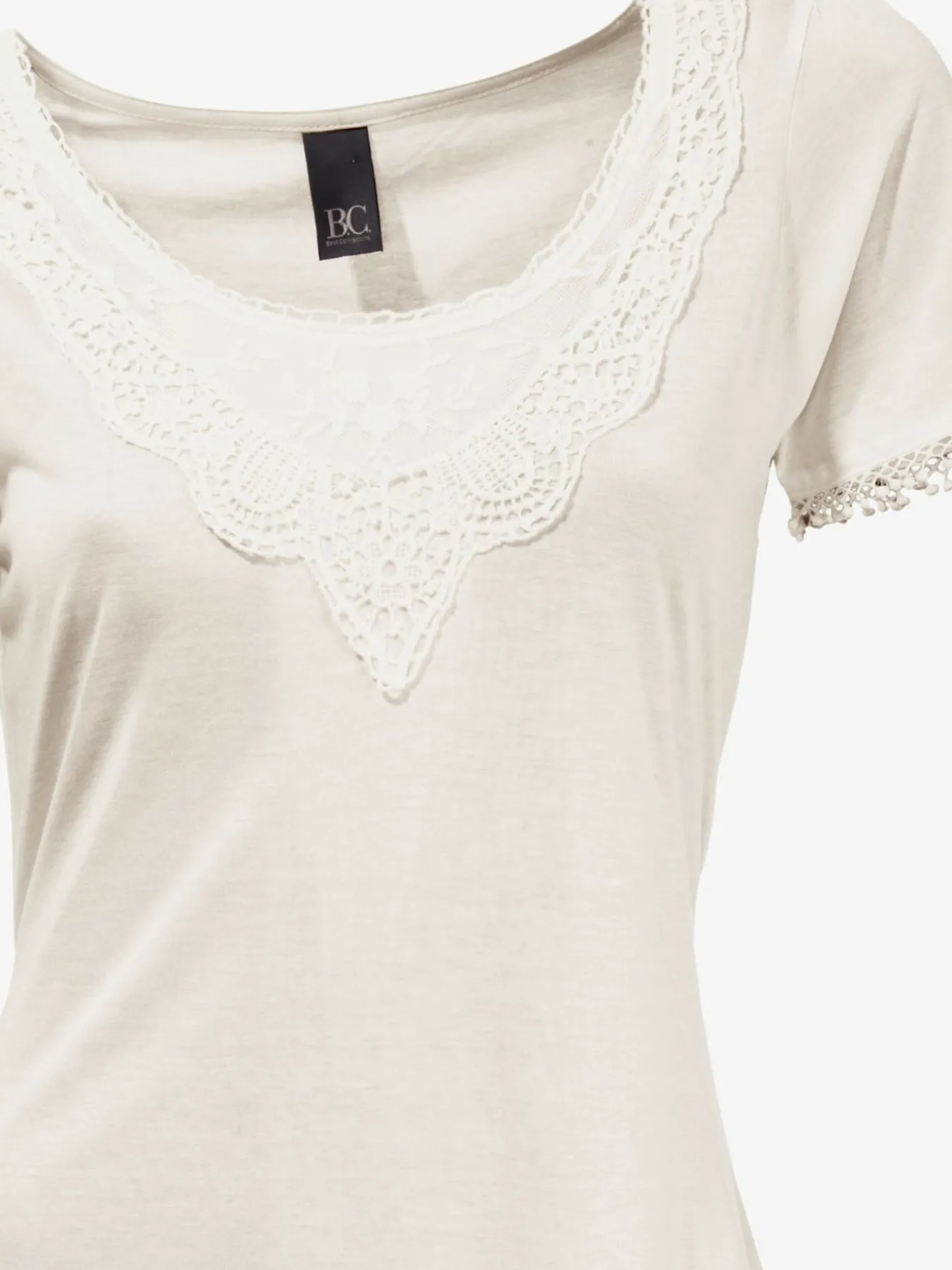 T-shirt long superbes détails en dentelle à l'encolure