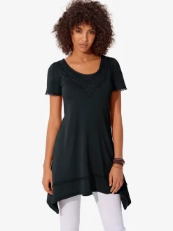 T-shirt long superbes détails en dentelle à l'encolure