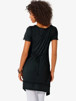 T-shirt long superbes détails en dentelle à l'encolure