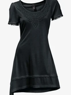 T-shirt long superbes détails en dentelle à l'encolure