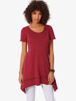 T-shirt long superbes détails en dentelle à l'encolure