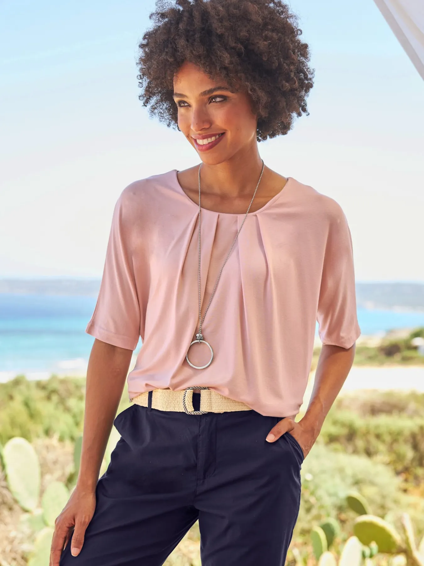 T-shirt manches chauve-souris viscose douce et fluide
