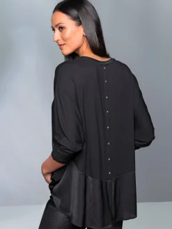 T-shirt manches chauve-souris mélange de matières tendance
