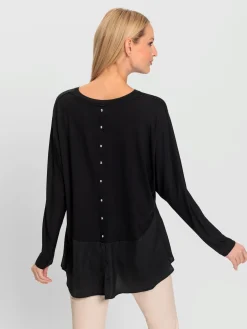 T-shirt manches chauve-souris mélange de matières tendance