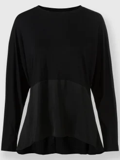 T-shirt manches chauve-souris mélange de matières tendance