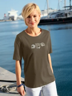 T-shirt manches courtes col rond imprimé coquillages
