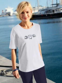 T-shirt manches courtes col rond imprimé coquillages
