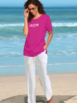 T-shirt manches courtes col rond imprimé coquillages