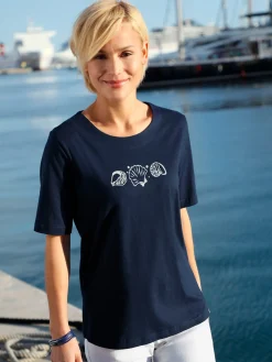 T-shirt manches courtes col rond imprimé coquillages