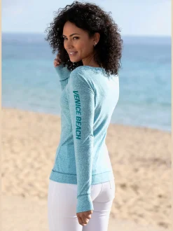 T-shirt manches longues aspect chiné tendance