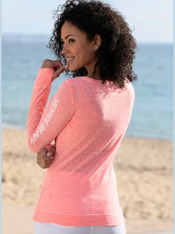 T-shirt manches longues aspect chiné tendance
