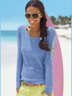 T-shirt manches longues aspect chiné tendance