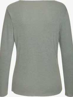 T-shirt manches longues bords pailletés raffinés à l'encolure, aux finitions des manches et à l'ourlet