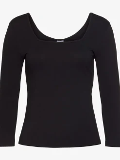 T-shirt manches longues encolure dos arrondie