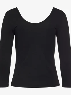 T-shirt manches longues encolure dos arrondie