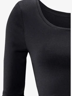 T-shirt manches longues matière côtelée de qualité