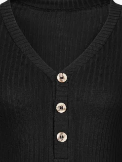 T-shirt manches longues petite patte de boutonnage avec boutons imitation corne