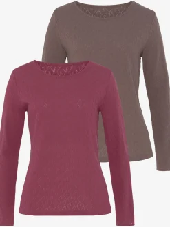 T-shirt manches longues tricot fin ajouré