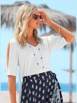 T-shirt manches mi-longues avec découpe