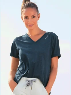 T-shirt matière côtelée à l'encolure