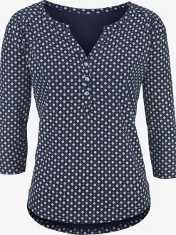 T-shirt patte de boutonnage avec boutons légèrement brillants