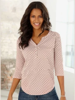 T-shirt patte de boutonnage avec boutons légèrement brillants