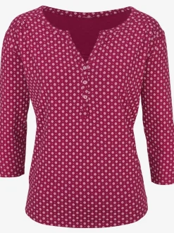 T-shirt patte de boutonnage avec boutons légèrement brillants