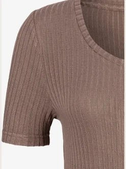 T-shirt petite patte de boutonnage avec boutons imitation corne
