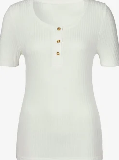 T-shirt petite patte de boutonnage avec boutons imitation corne