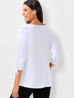 T-shirt printanier bas évasé à gros boutons