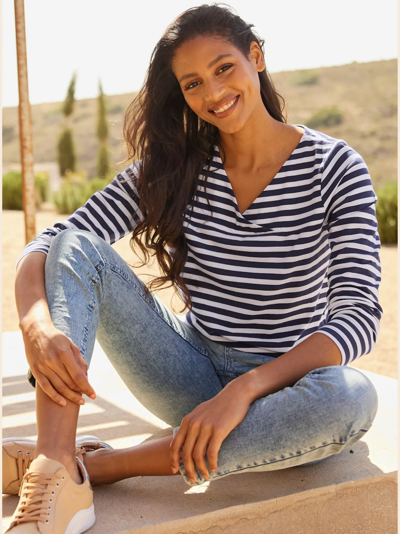 T-shirt rayé mélange de modal doux