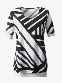 T-shirt rayures revisités col rond manches courtes