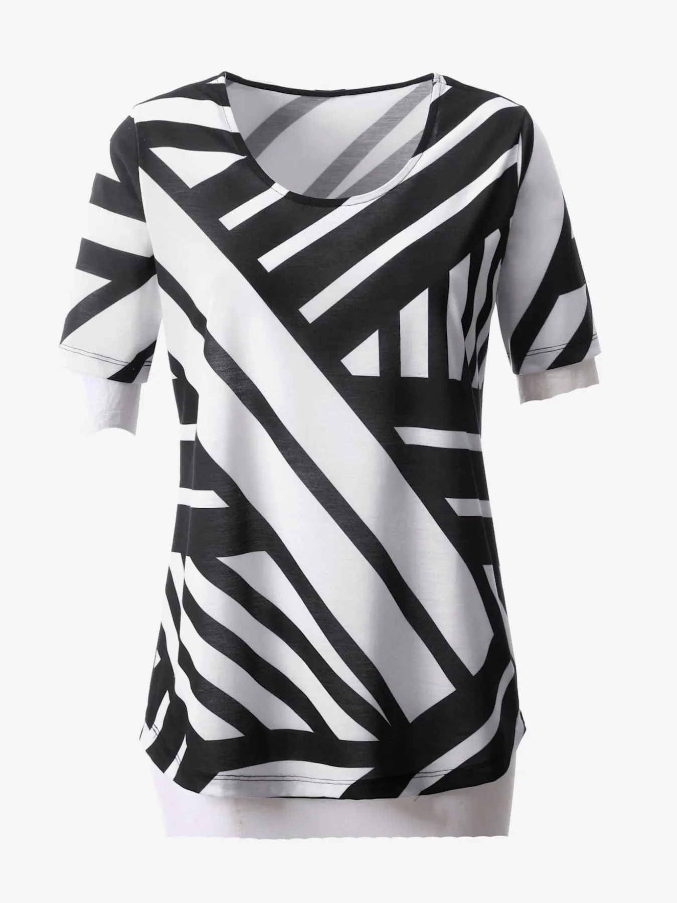 T-shirt rayures revisités col rond manches courtes