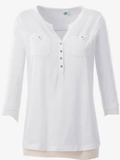 T-shirt simple patte boutonnage poches poitrines