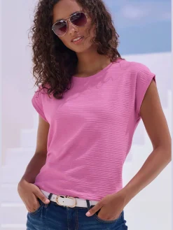 T-shirt structure rayée tendance