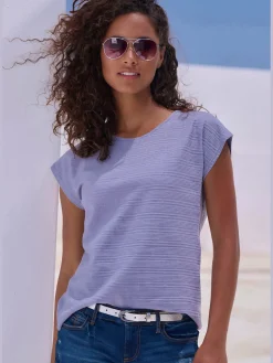 T-shirt structure rayée tendance