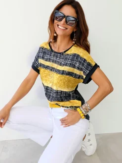 T-shirt tendance à multiples motifs