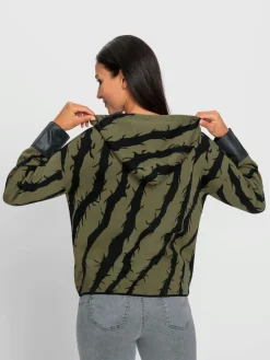Veste à capuche en tricot mélange de matières tendance