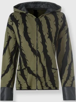 Veste à capuche en tricot mélange de matières tendance