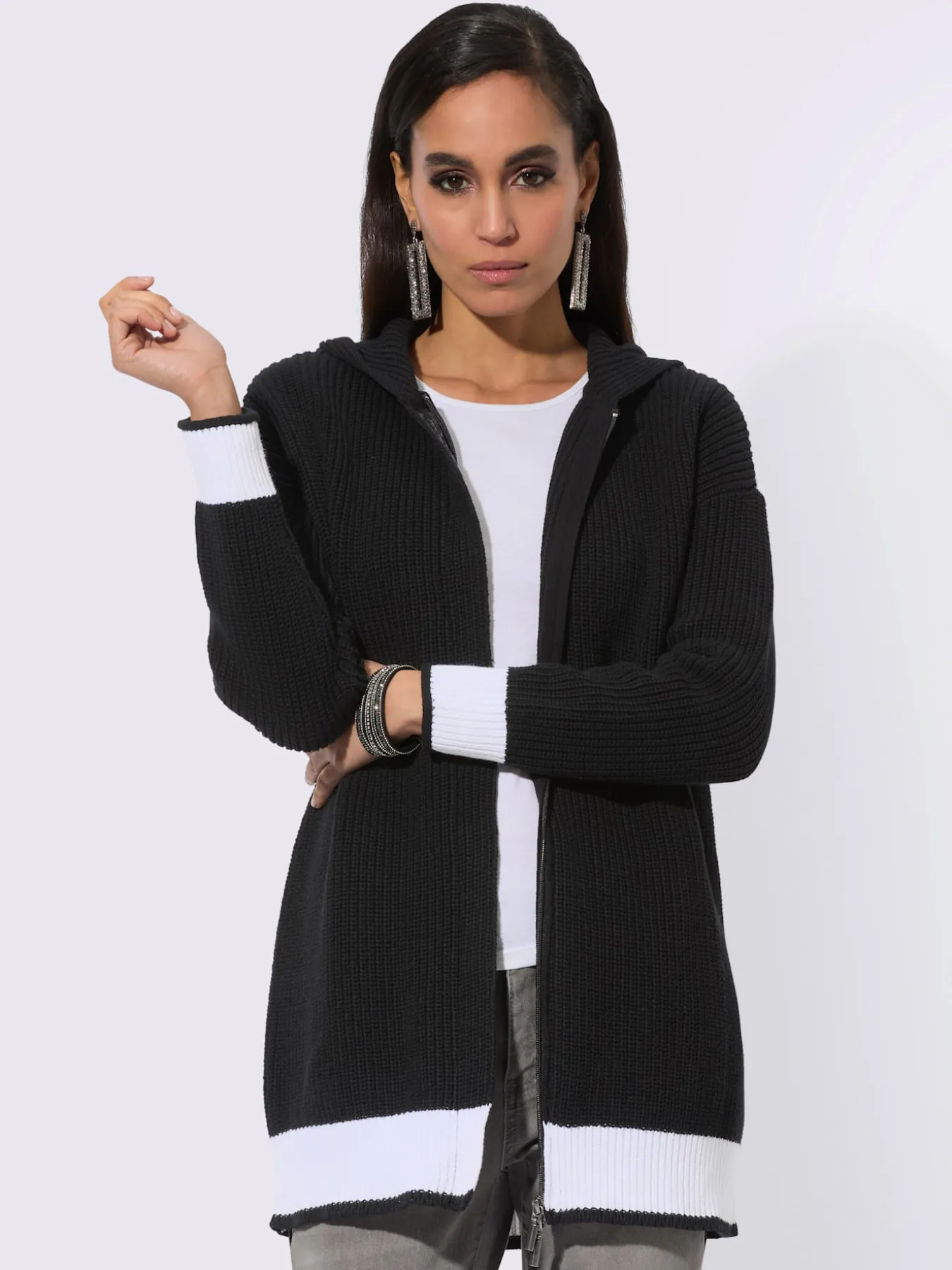 Veste à capuche en tricot 100% coton