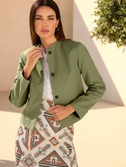 Veste blazer patte de boutonnage invisible