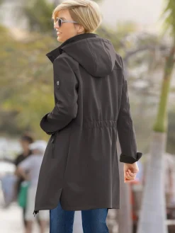 Veste coupe vent longue qualité softshell col montant avec capuche