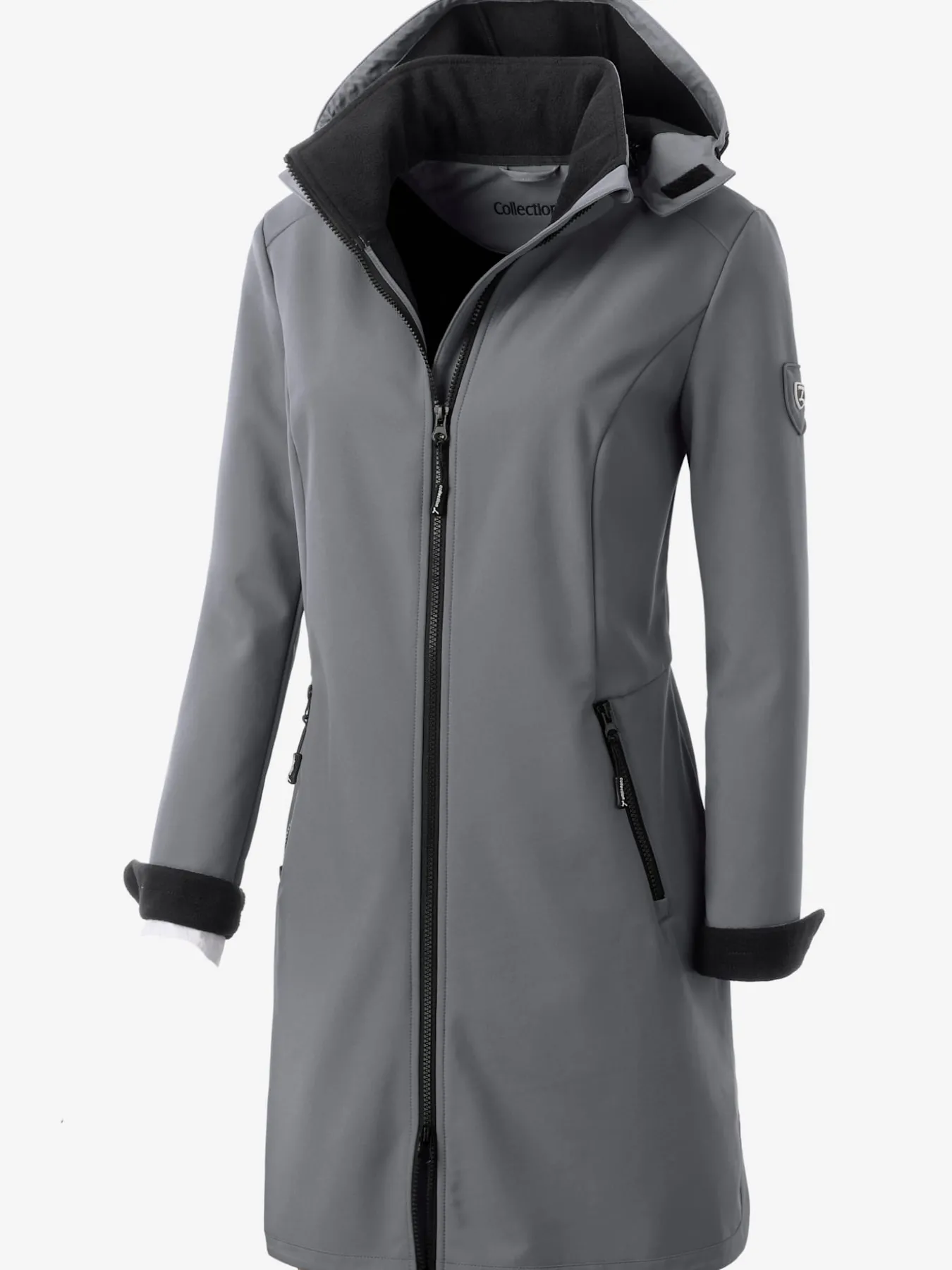 Veste coupe vent longue qualité softshell col montant avec capuche