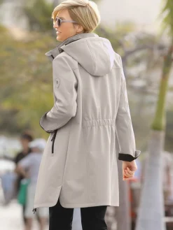 Veste coupe vent longue qualité softshell col montant avec capuche