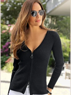 Veste courte en tricot à structure côtelée